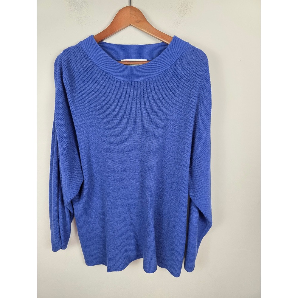 Free People Beach Womens Small Cobalt Blue Oversized Knit Pullover Sweater